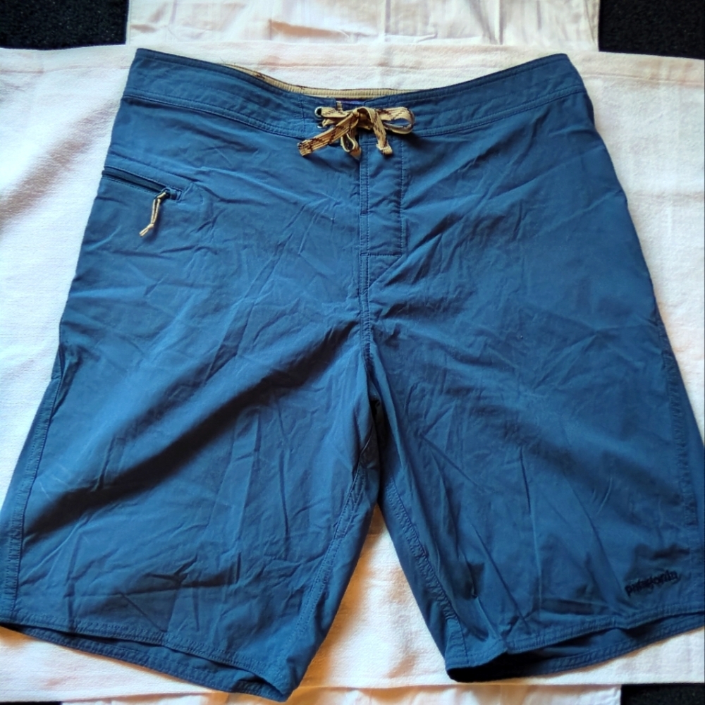 Men's PATAGONIA BOARD SHORTS BLUE SIZE 34 OUTDOOR HIKING SUMMER GORPCORP SURF